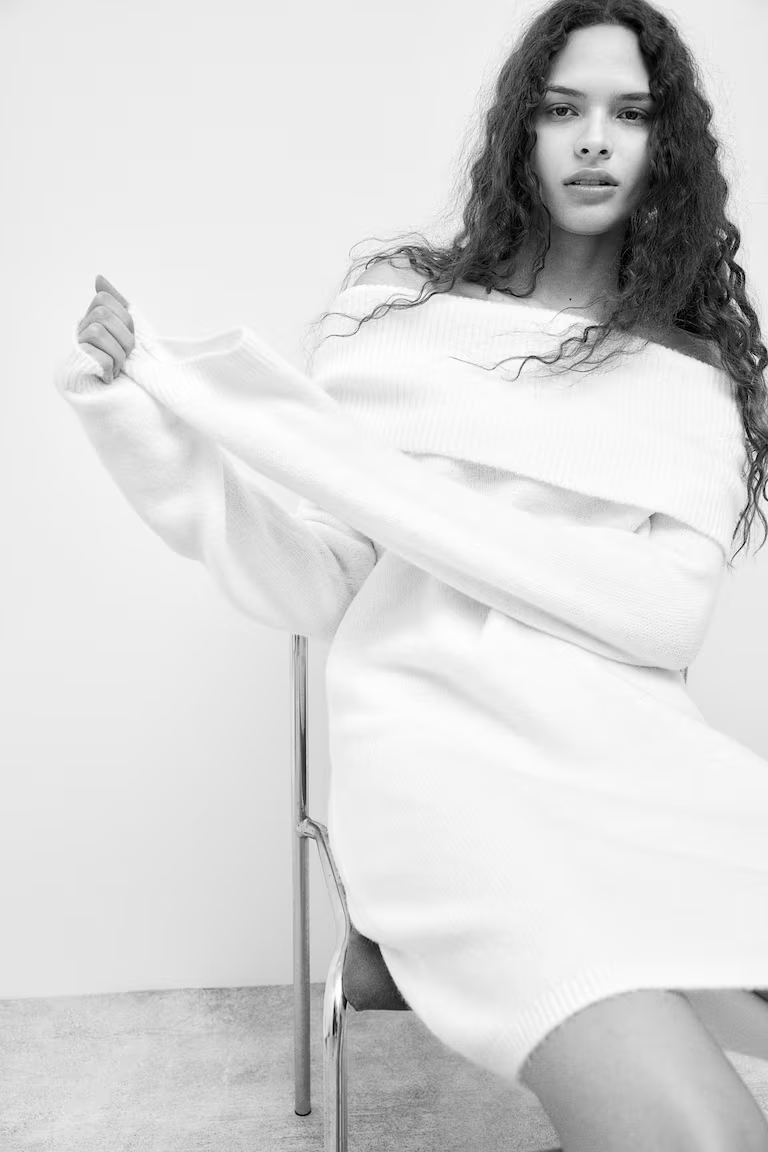 Off-the-Shoulder Knitted Dress